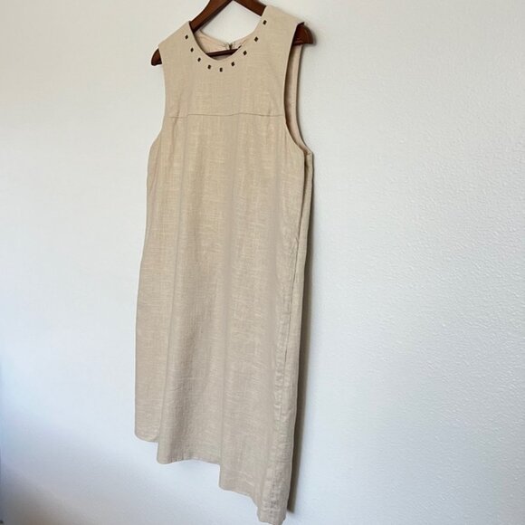 Cynthia Rowley Linen and Cotton Blend Maxi Dress Stud Detail Classy Career Sz14 - Picture 1 of 10